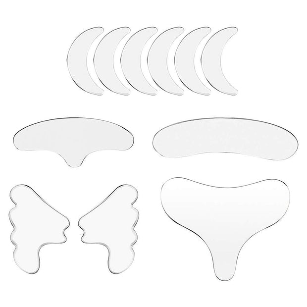 11PCS Reusable Silicone Anti Wrinkle Facial Pad Face Neck Eye Sticker